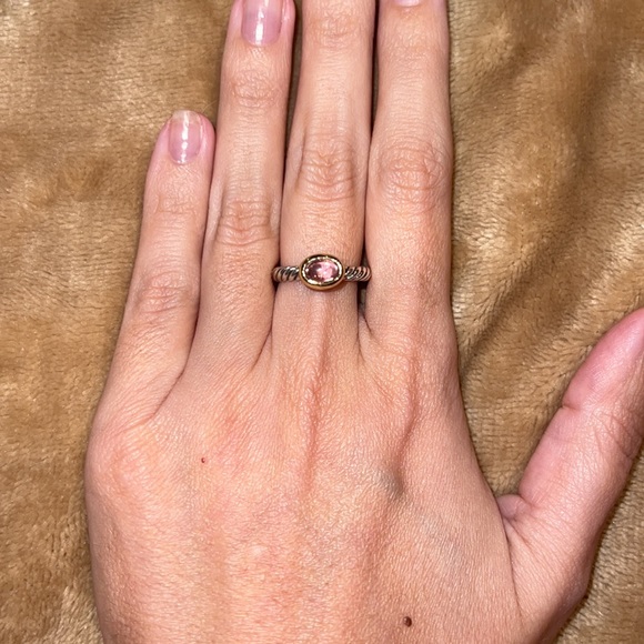 David Yurman Vintage Gold and Sterling Silver Pink Tourmaline ring, size 6 - Picture 4 of 11